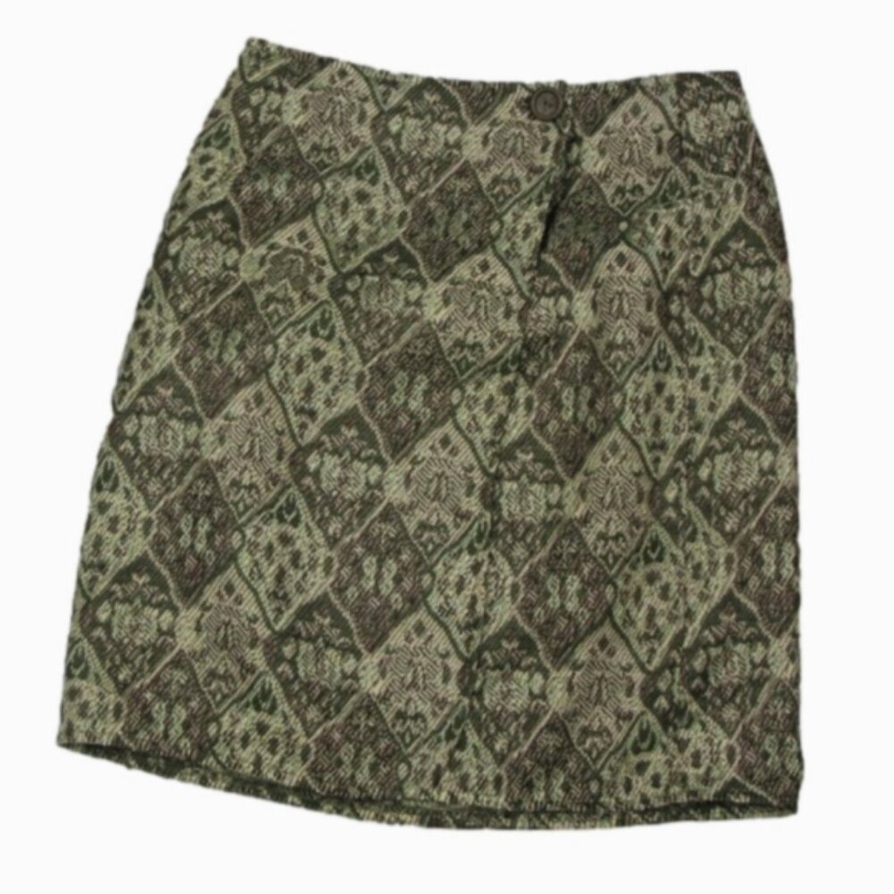 New York Style Light Green/Brown Wrap Around Skirt Size 6